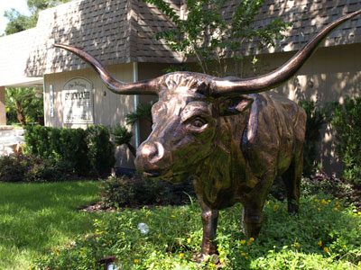 Angled view of the Stockyard Bull